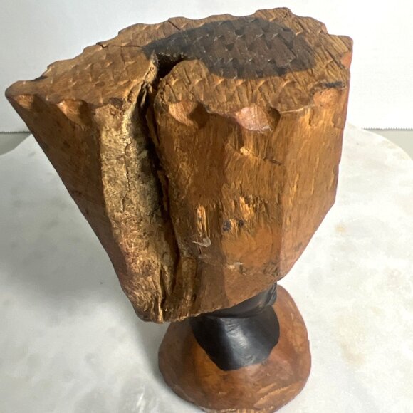 Vtg African Hand-Carved Ebony Wood Female Bust Sculpture Makonde Mpinga Folk Art - Picture 7 of 11